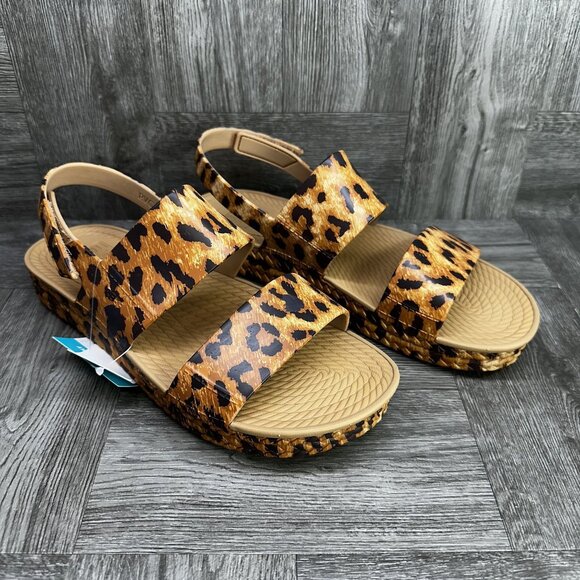 REEF Water Vista Women's size 7 Leopard Open Toe Sling Back Sandals - Picture 2 of 7